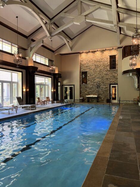 A large and lovely indoor pool at The Ritz-Carlton Reynolds, Lake Oconee