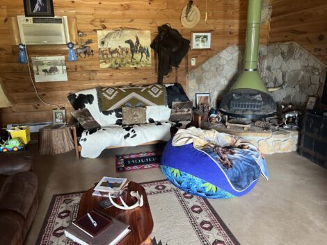 Inside the ranch's cozy log cabin. Photo by Susan Malin Katzman