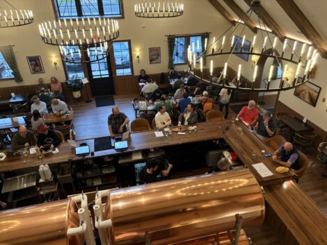 A view of Great Heart's first floor from the balcony.