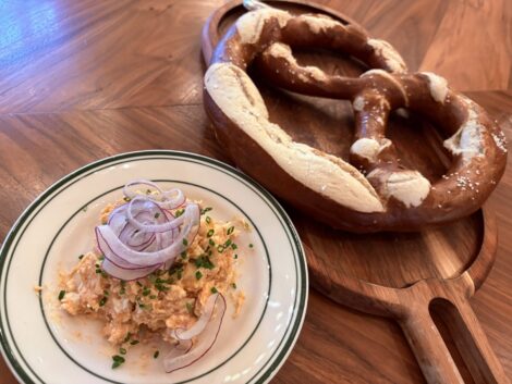 A giant pretzel and Obazda, a beloved Bavarian Cheese Spread